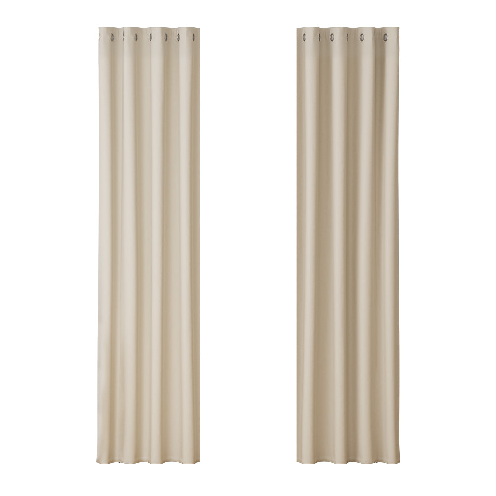 Artiss 2X Blockout Curtains Eyelet 140x230cm Beige - SILBERSHELL