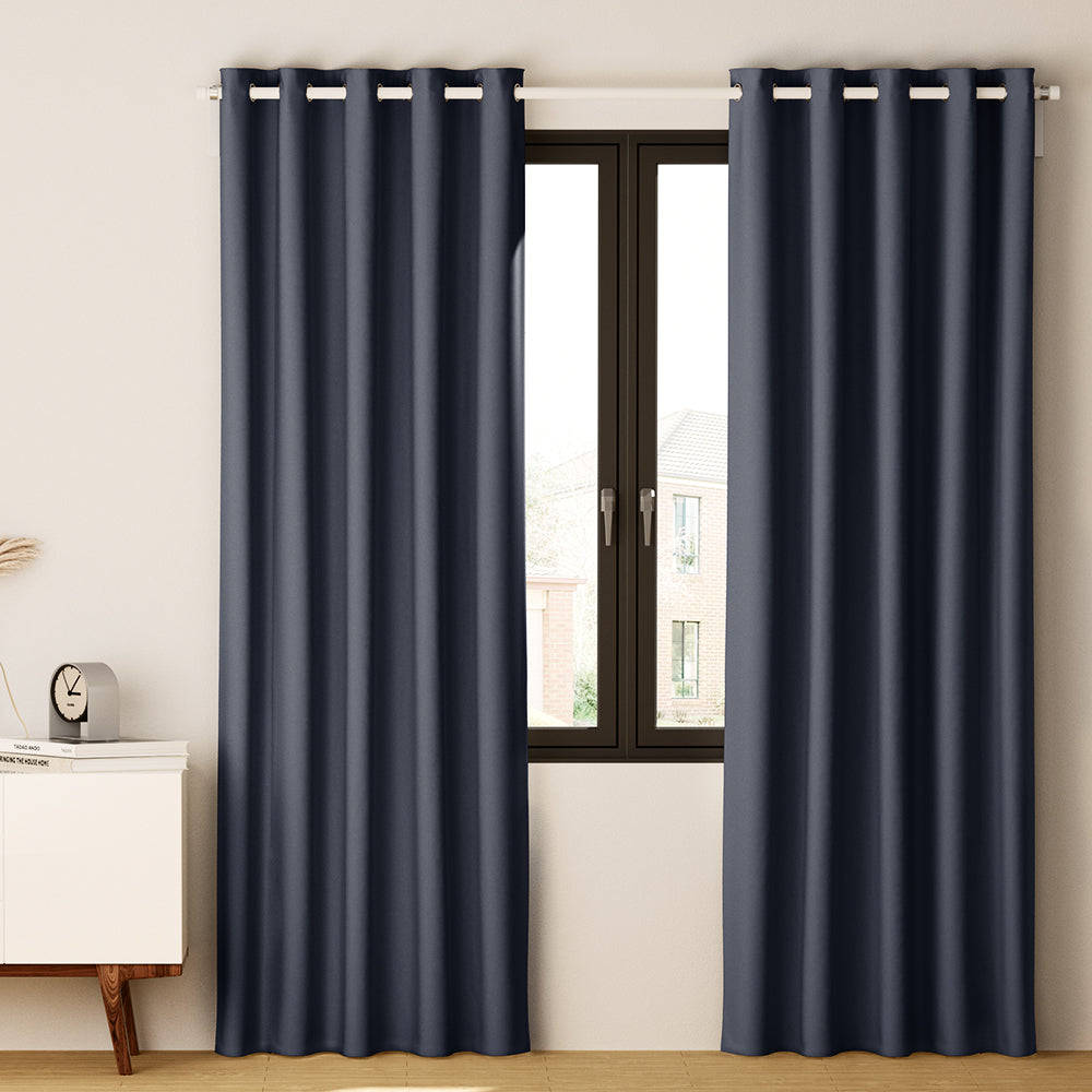 Artiss 2X Blockout Curtains Eyelet 140x230cm Charcoal - SILBERSHELL