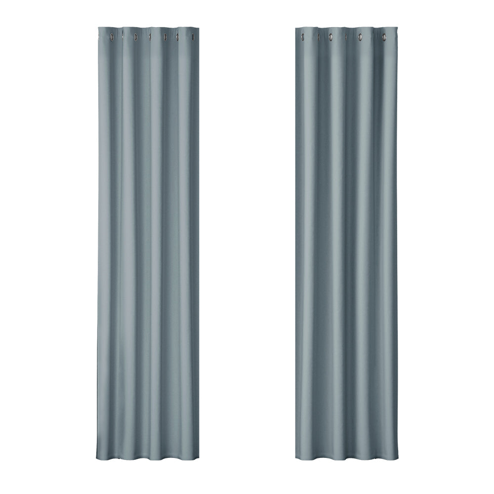 Artiss 2X Blockout Curtains Eyelet 140x230cm Grey - SILBERSHELL