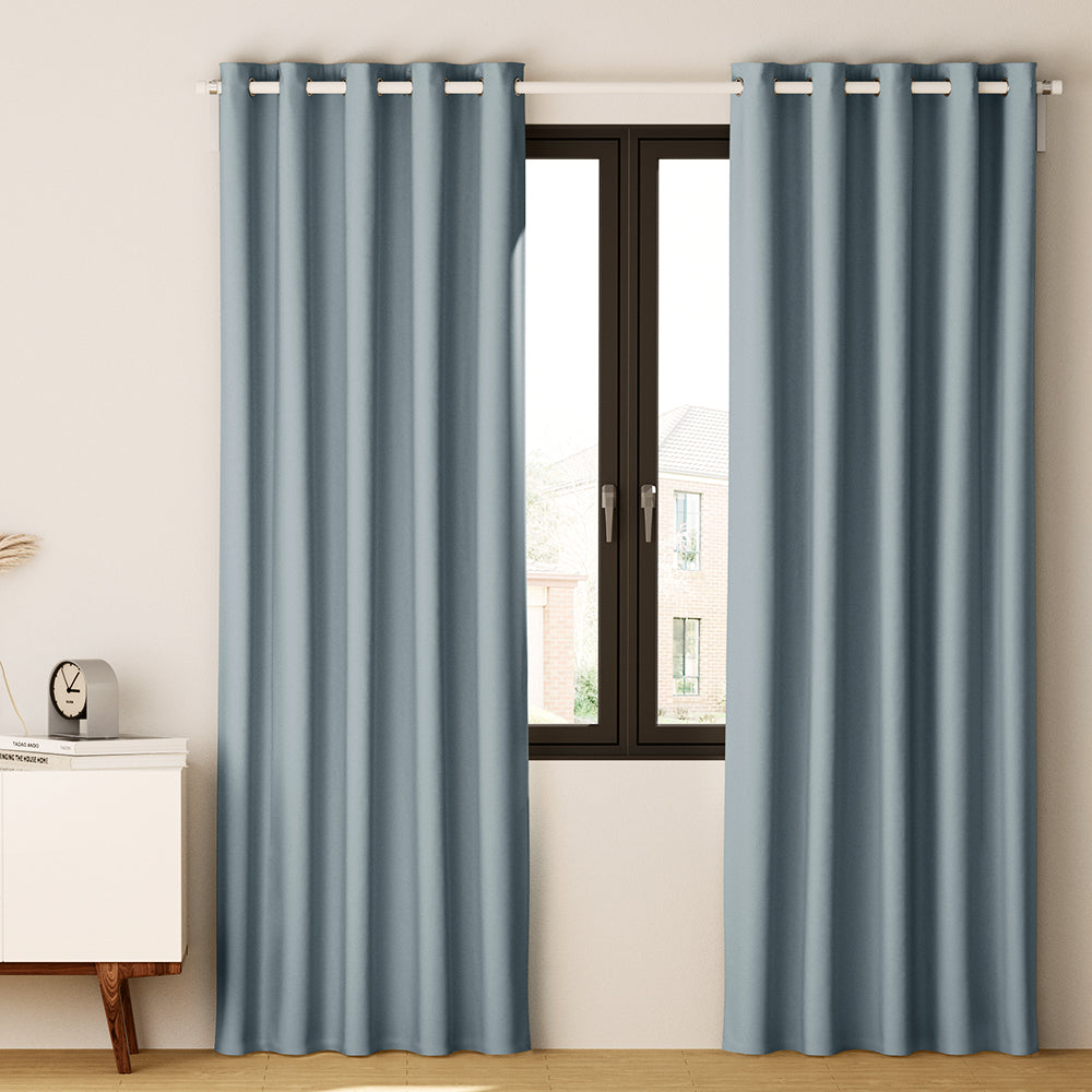 Artiss 2X Blockout Curtains Eyelet 140x230cm Grey - SILBERSHELL