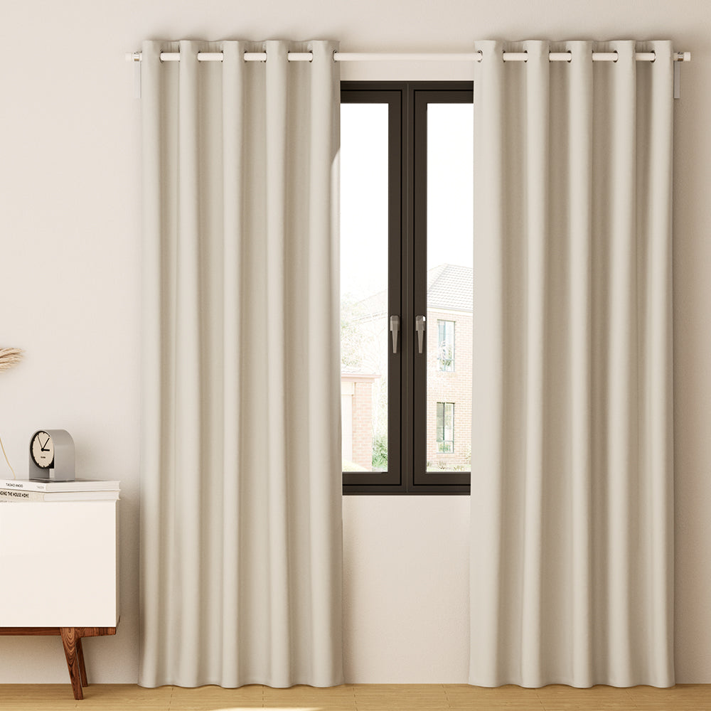 Artiss 2X Blockout Curtains Eyelet 240x230cm Beige - SILBERSHELL