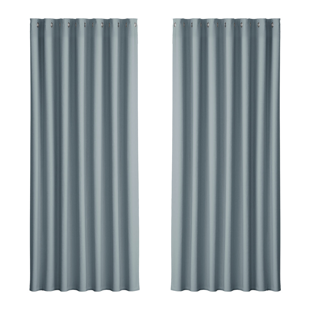 Artiss 2X Blockout Curtains Eyelet 240x230cm Grey - SILBERSHELL