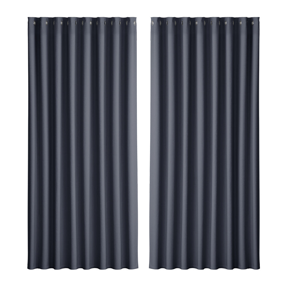 Artiss 2X Blockout Curtains Eyelet 300x230cm Charcoal - SILBERSHELL