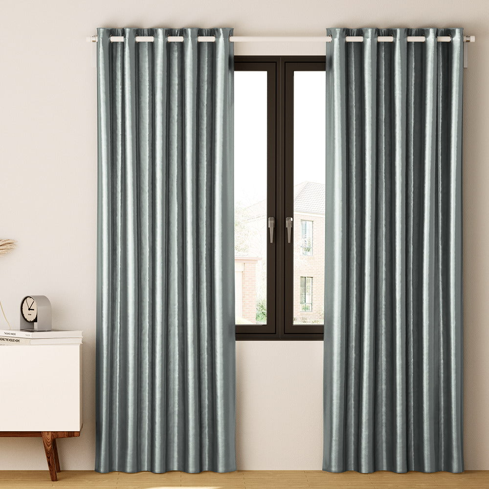 Artiss 2X Blockout Curtains Eyelet 140x230cm Grey Shine - SILBERSHELL