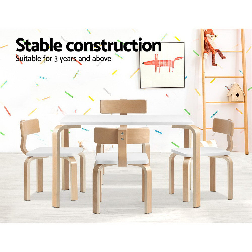 Keezi Nordic Kids Table Chair Set Desk 5PC Activity Dining Study Children Modern - SILBERSHELL