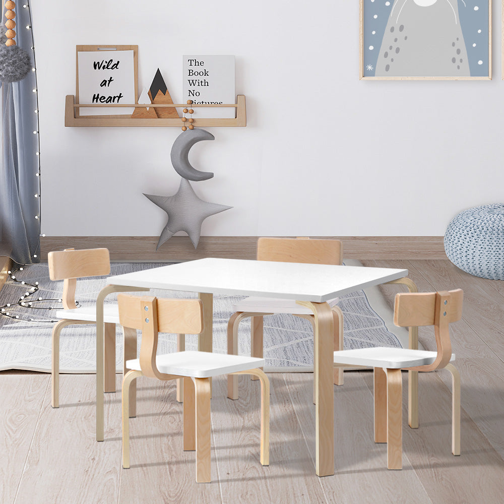 Keezi Nordic Kids Table Chair Set Desk 5PC Activity Dining Study Children Modern - SILBERSHELL