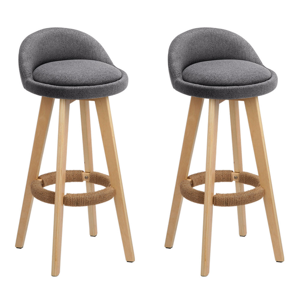 Artiss Set of 2 Fabric Backrest Bar Stools - Grey - SILBERSHELL