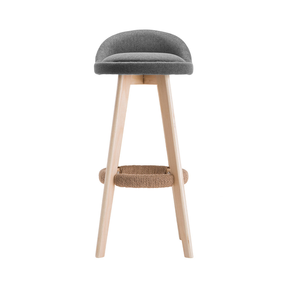 Artiss Set of 2 Fabric Backrest Bar Stools - Grey - SILBERSHELL