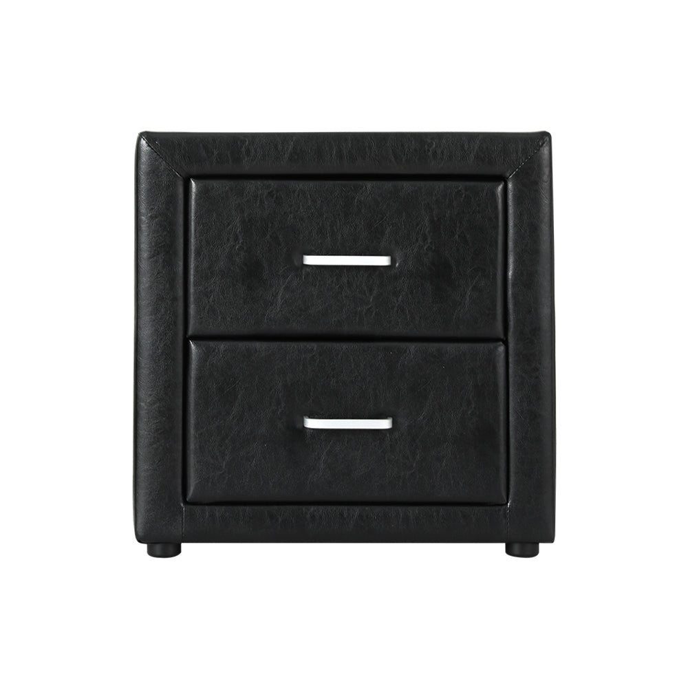 Artiss PVC Leather Bedside Table - Black - SILBERSHELL