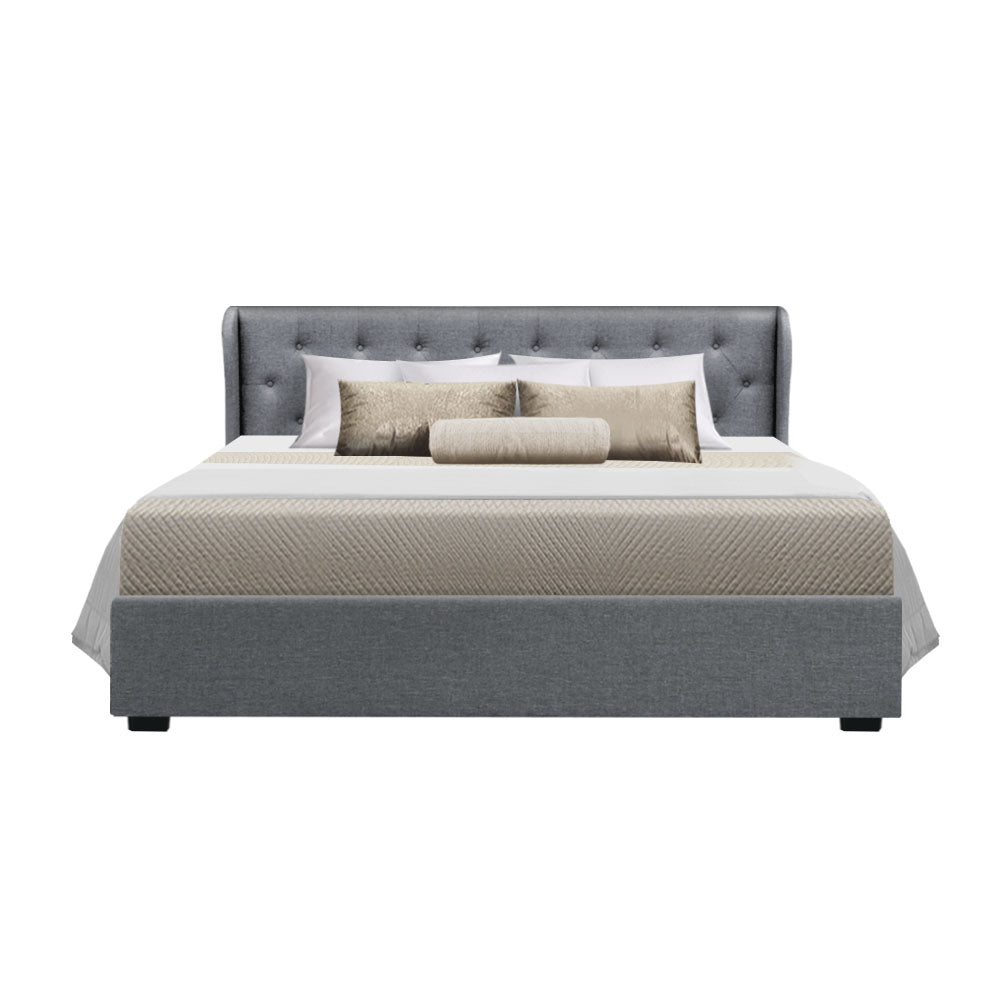 Artiss Bed Frame King Size Gas Lift Grey ISSA - SILBERSHELL