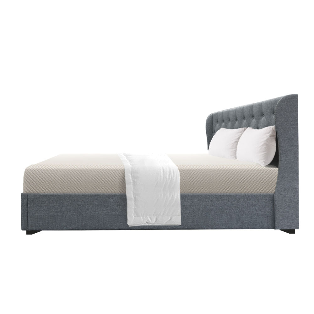 Artiss Bed Frame King Size Gas Lift Grey ISSA - SILBERSHELL