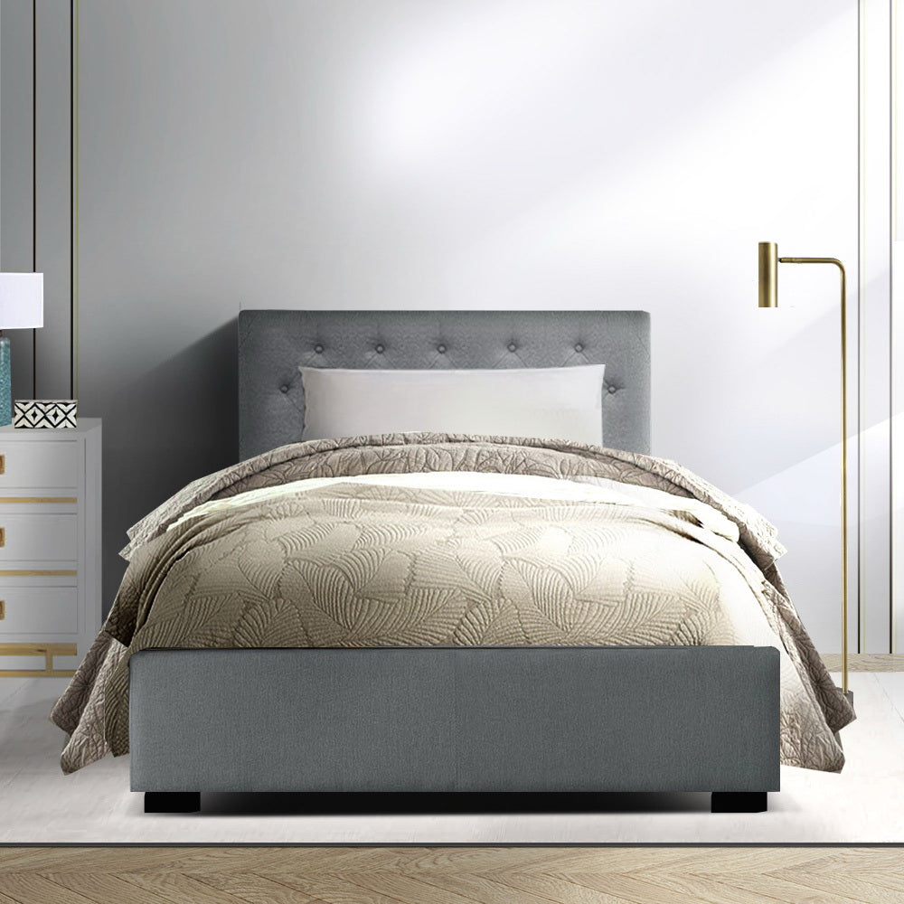 Artiss Bed Frame King Single Size Gas Lift Grey VILA - SILBERSHELL