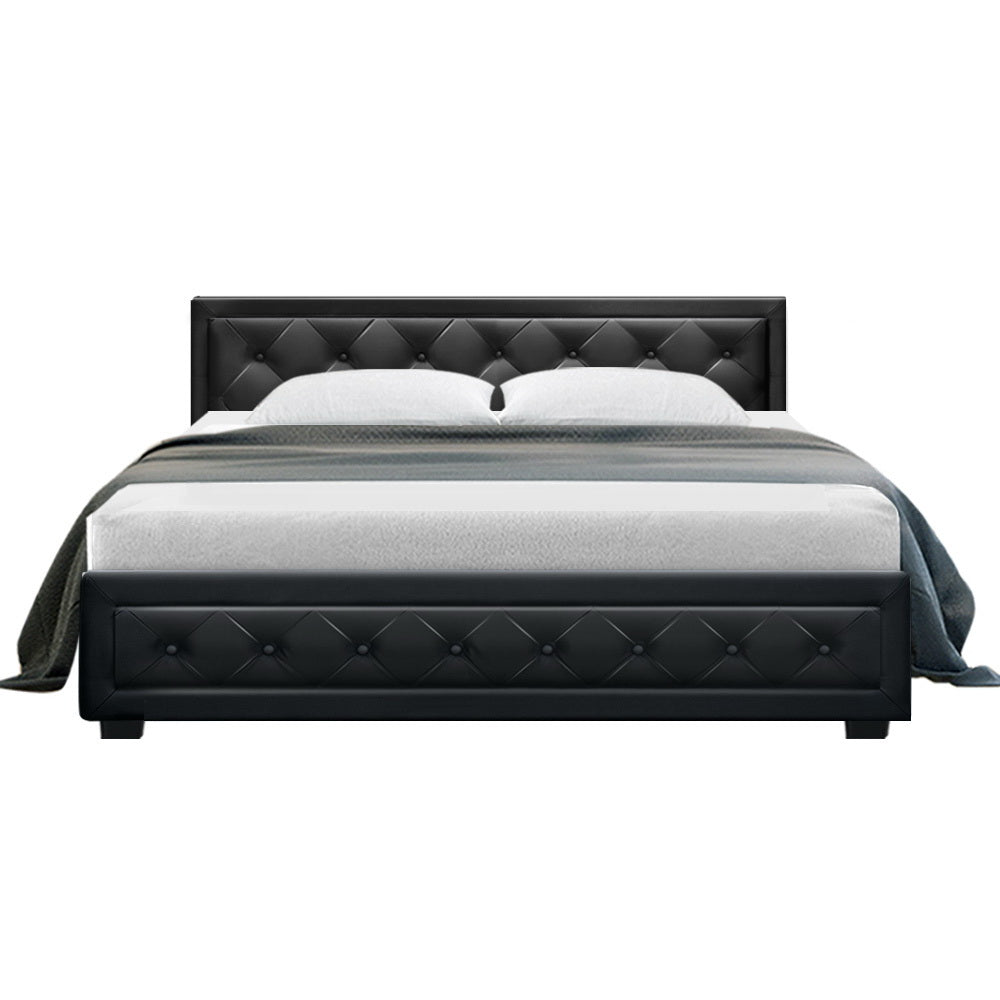 Artiss Bed Frame King Size Gas Lift Black TIYO - SILBERSHELL