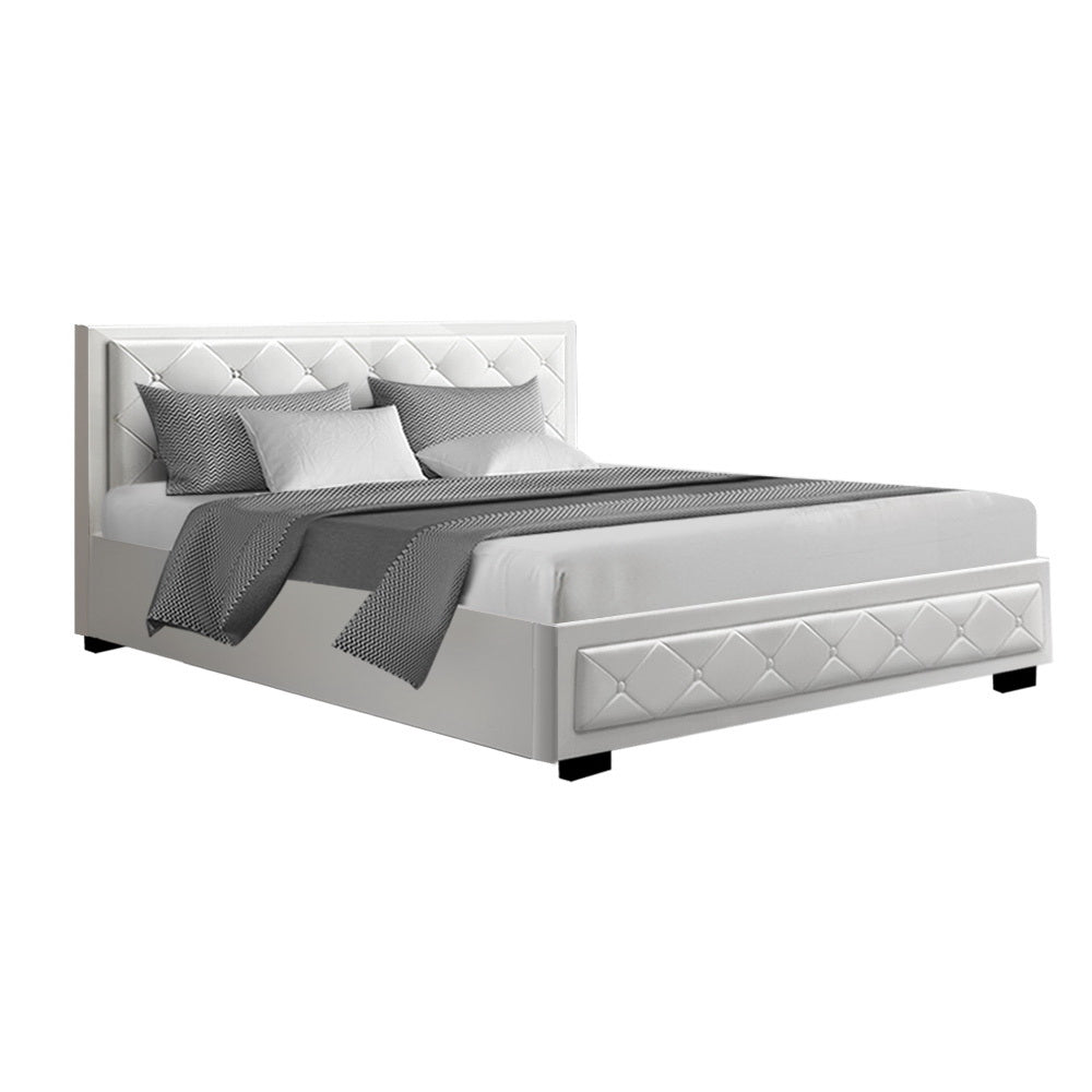 Artiss Bed Frame King Size Gas Lift White TIYO - SILBERSHELL