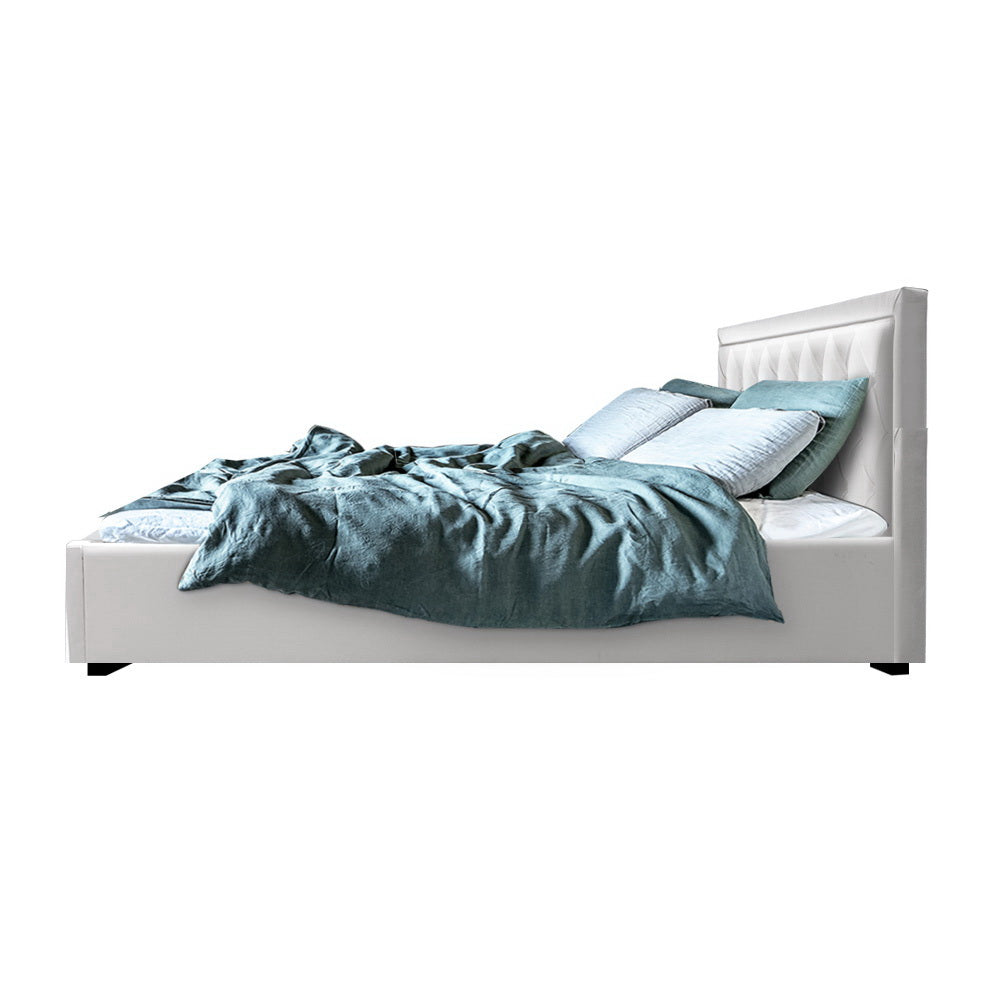 Artiss Bed Frame King Size Gas Lift White TIYO - SILBERSHELL