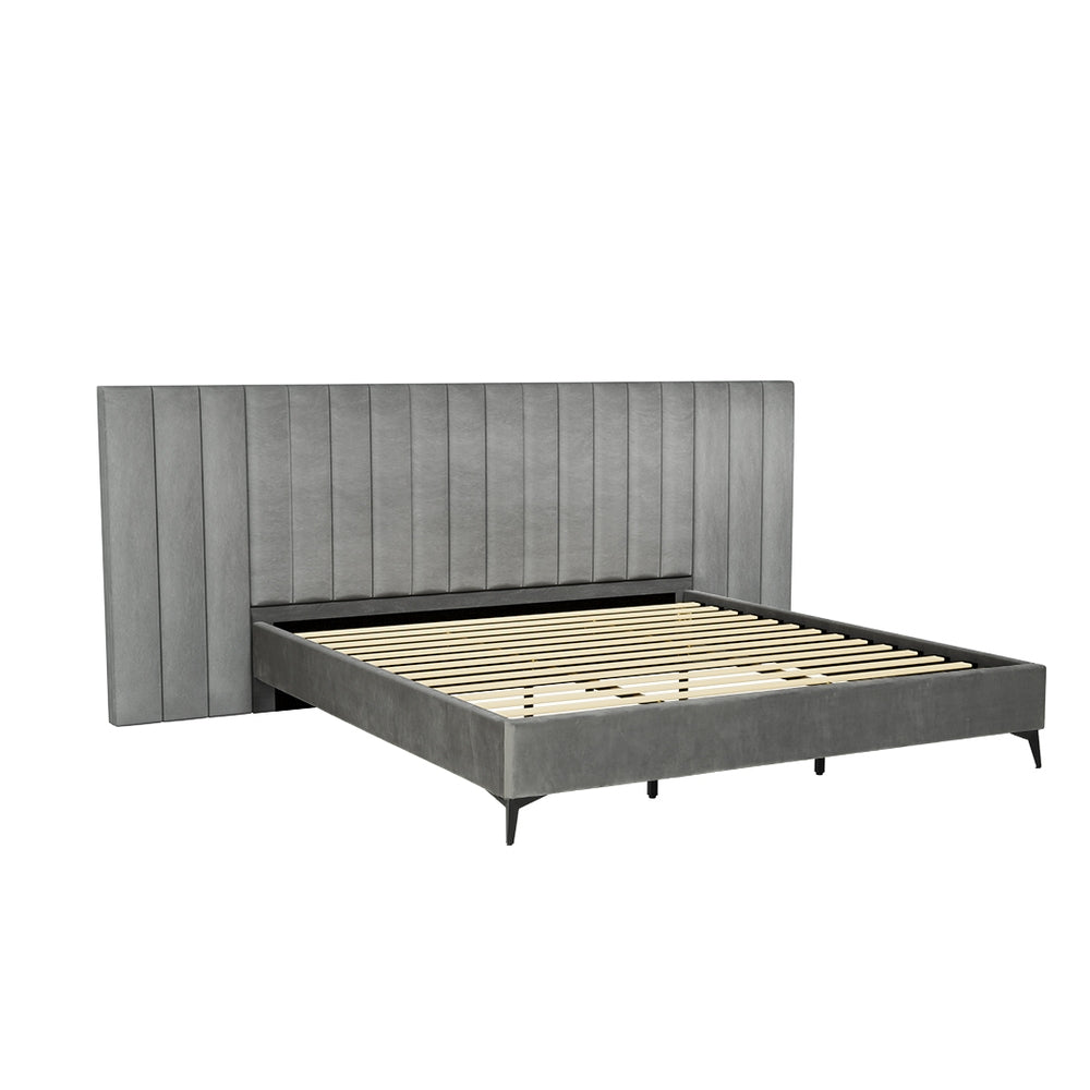 Artiss Bed Frame King Size Velvet Grey LOTT - SILBERSHELL