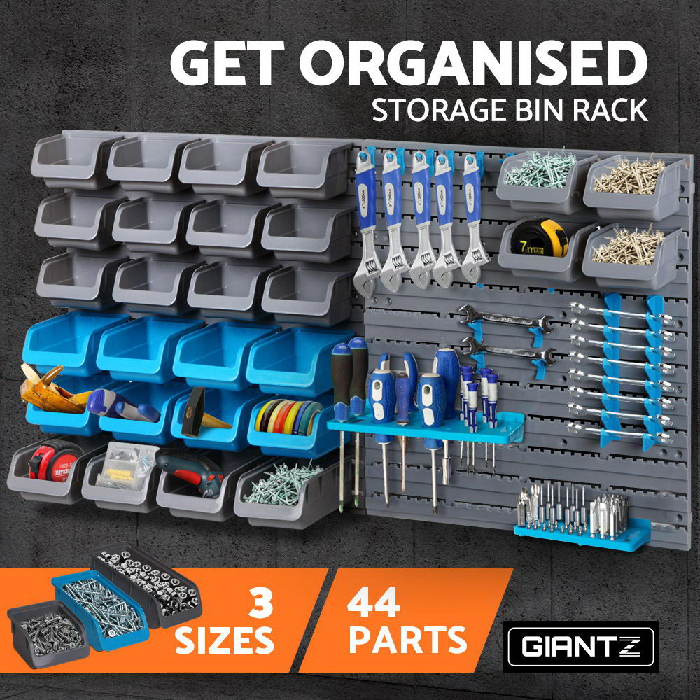 Giantz 44 Bin Wall Mounted Rack Storage Organiser - SILBERSHELL