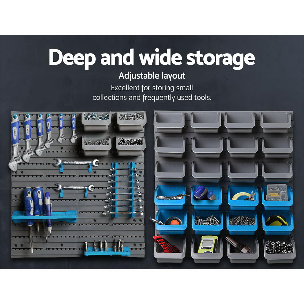 Giantz 44 Bin Wall Mounted Rack Storage Organiser - SILBERSHELL