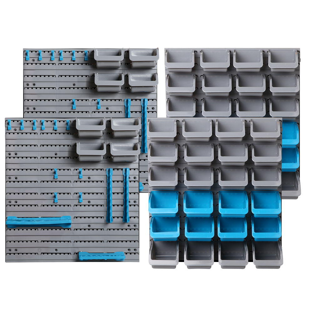Giantz 88 Parts Wall-Mounted Storage Bin Rack Tool Garage Shelving Organiser Box - SILBERSHELL