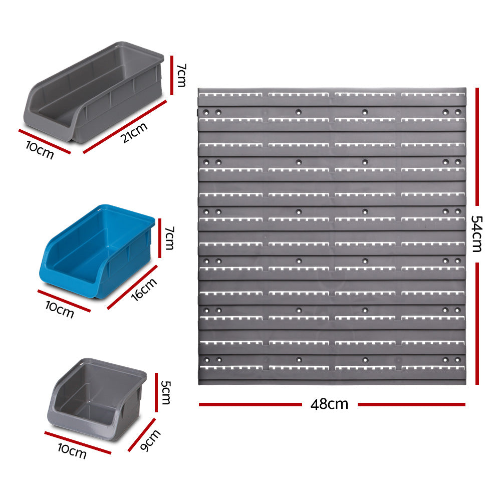 Giantz 48 Bin Wall Mounted Rack Storage Organiser - SILBERSHELL