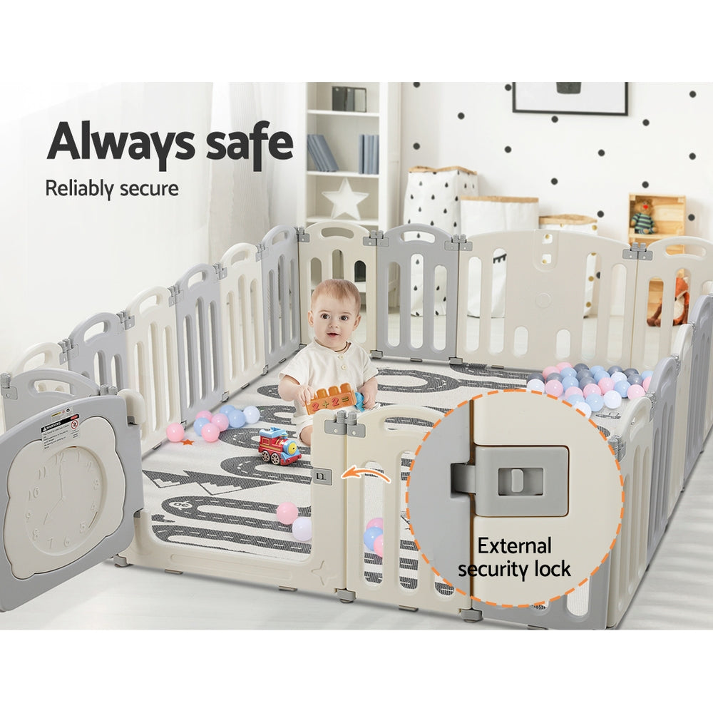 Keezi Baby Playpen 20 Panels Foldable Toddler Fence Safety Play Activity Centre - SILBERSHELL