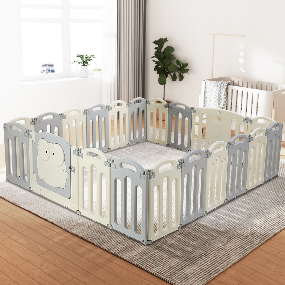 Keezi Baby Playpen 20 Panels Foldable Toddler Fence Safety Play Activity Centre - SILBERSHELL