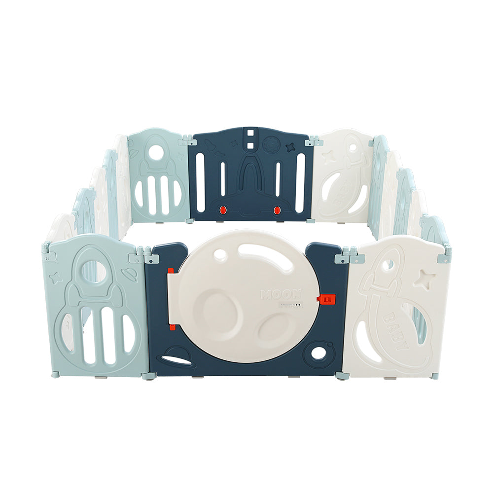 Keezi Baby Playpen 16 Panels Foldable Toddler Fence Safety Play Activity Barrier - SILBERSHELL