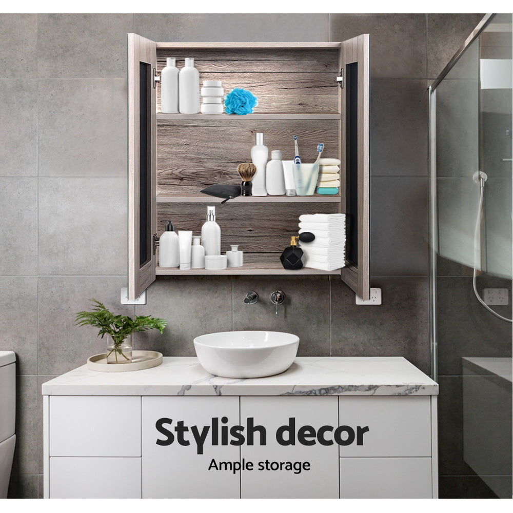 Cefito Bathroom Mirror Cabinet 600x720mm Oak - SILBERSHELL