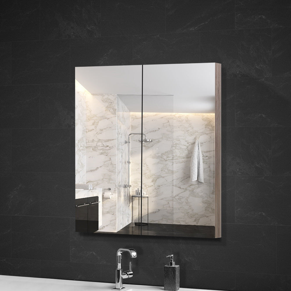 Cefito Bathroom Mirror Cabinet 600x720mm Oak - SILBERSHELL