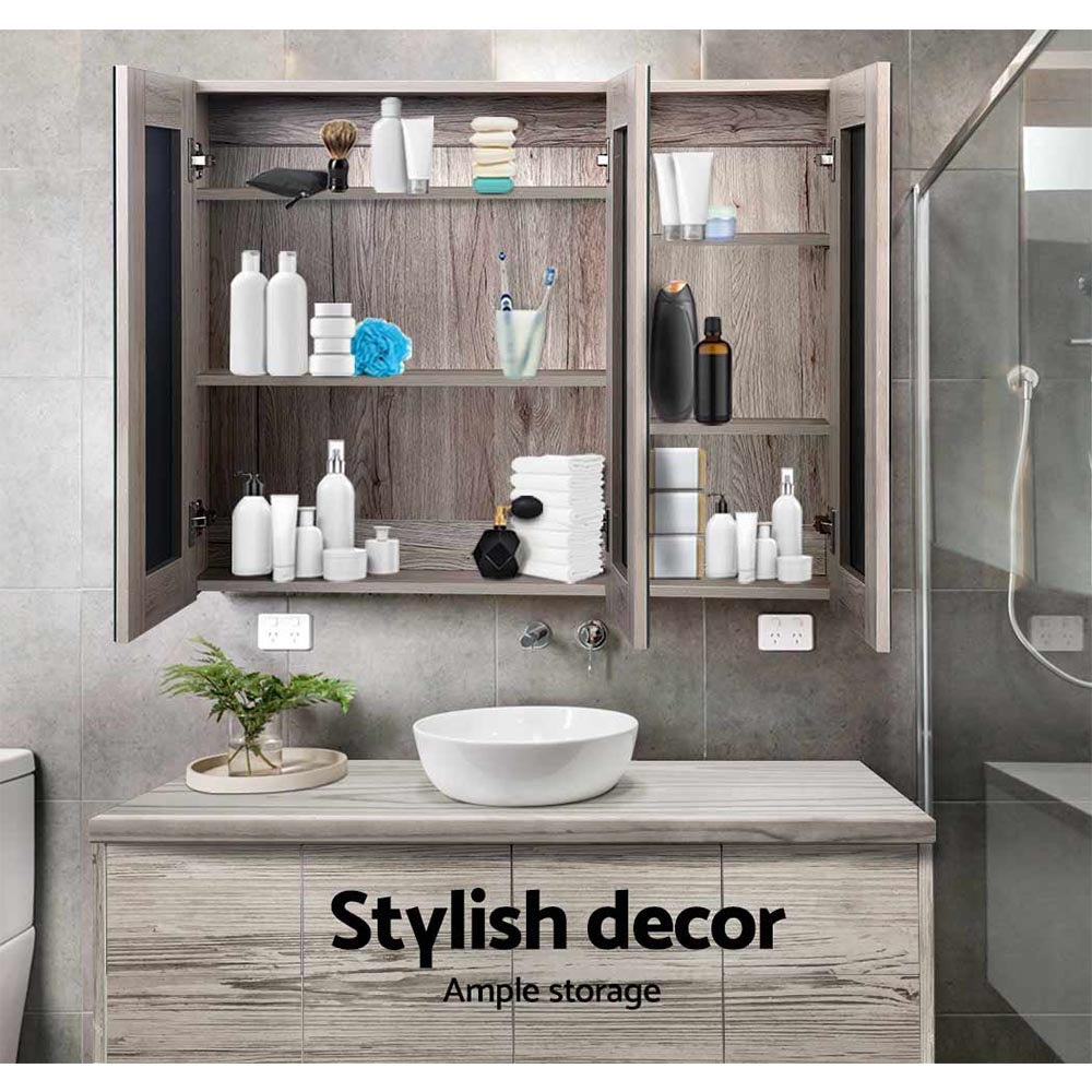 Cefito Bathroom Mirror Cabinet 900x720mm Oak - SILBERSHELL