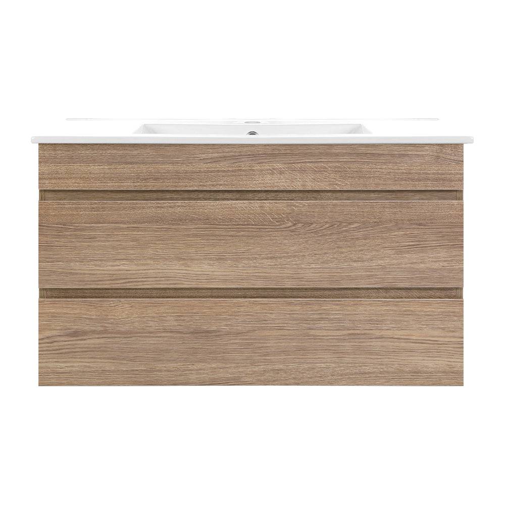 Cefito 900mm Bathroom Vanity Cabinet Wash Basin Unit Sink Storage Wall Mounted Oak White - SILBERSHELL™