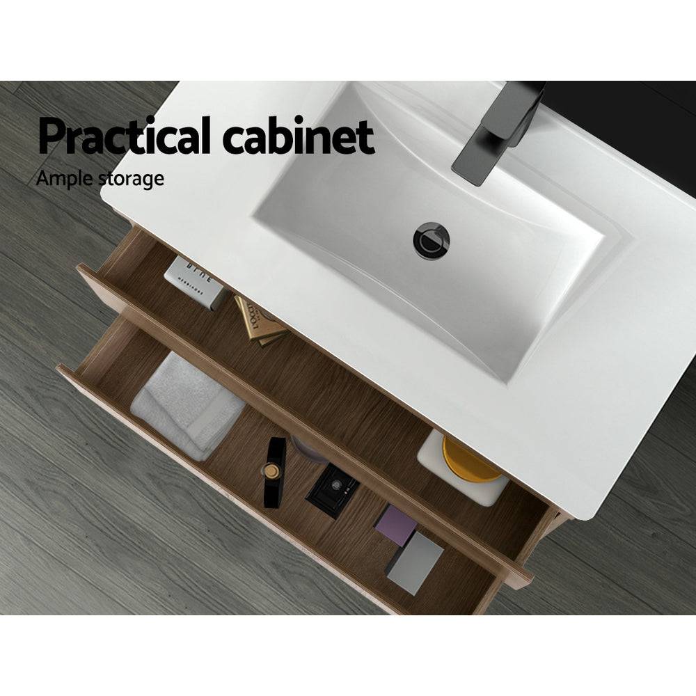 Cefito 900mm Bathroom Vanity Cabinet Wash Basin Unit Sink Storage Wall Mounted Oak White - SILBERSHELL™