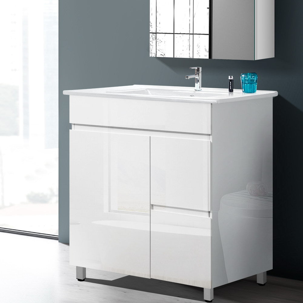 Cefito 750mm Bathroom Vanity Cabinet Unit Wash Basin Sink Storage Freestanding White - SILBERSHELL