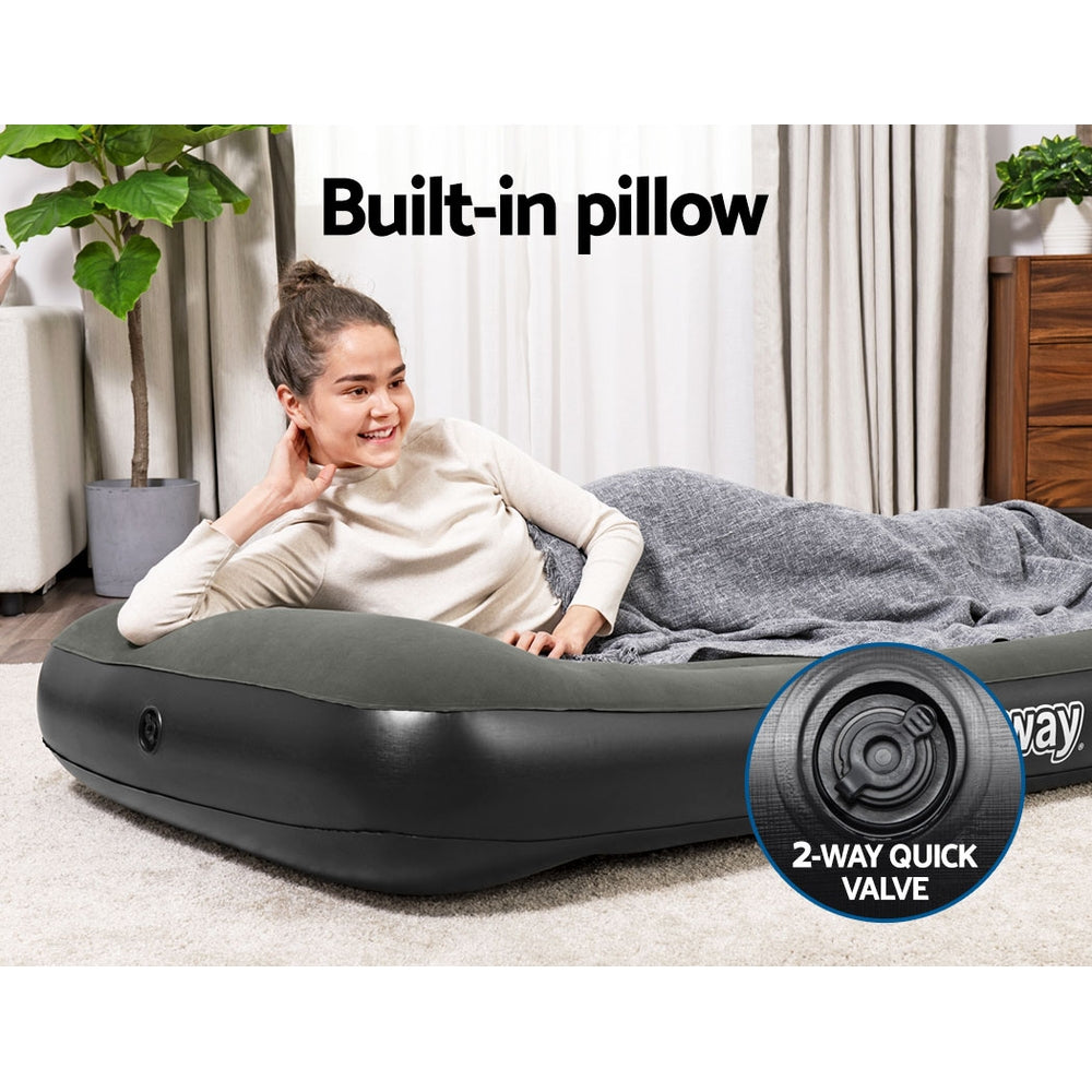 Bestway Air Mattress Single Bed Inflatable Flocked Camping Beds 30CM - SILBERSHELL