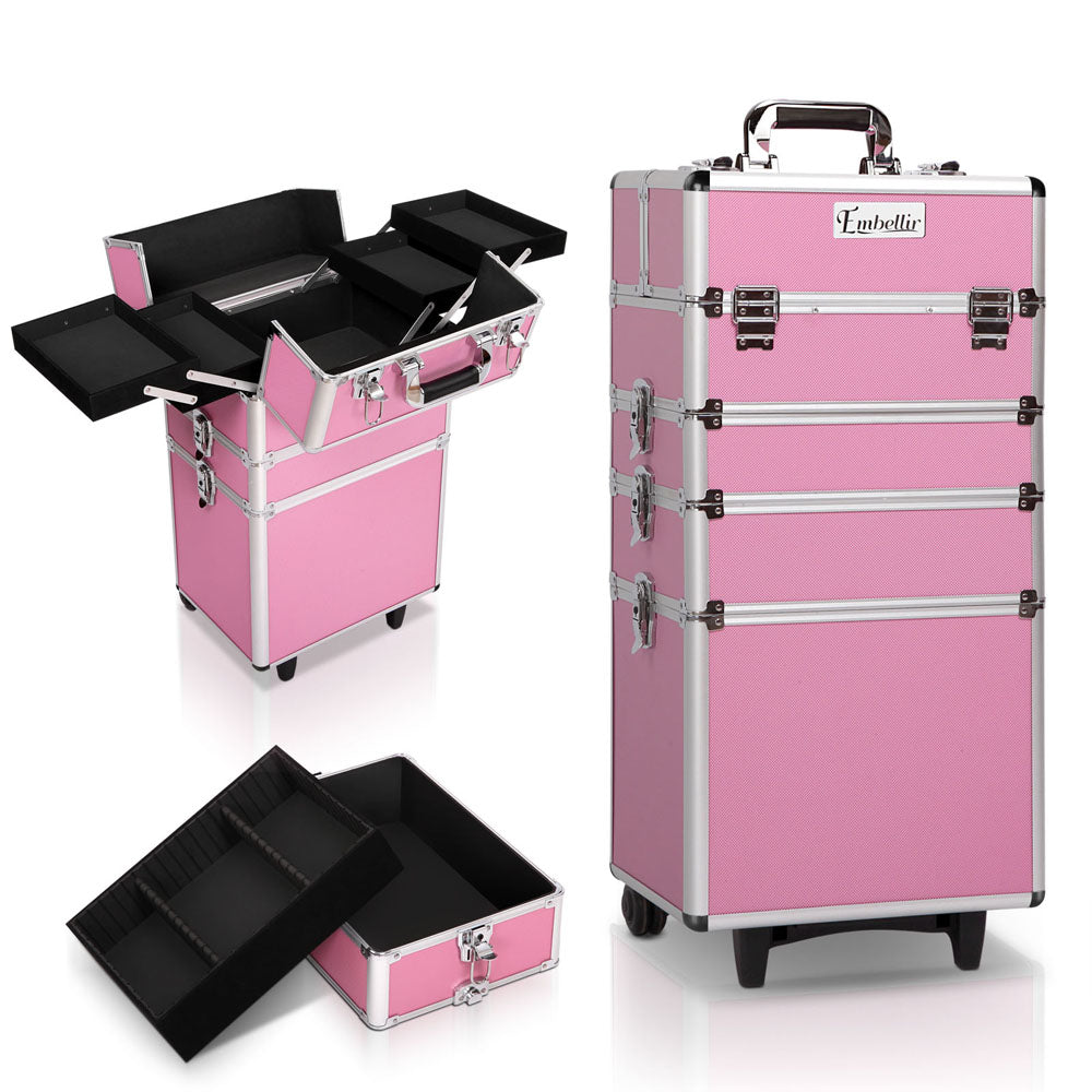 Embellir Makeup Case Beauty Cosmetic Organiser Travel Portable Box Troley Vanity - SILBERSHELL