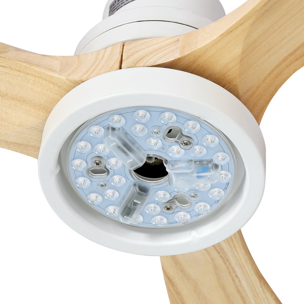 Devanti 52'' Ceiling Fan LED Light Remote Control Wooden Blades Timer Fans - SILBERSHELL