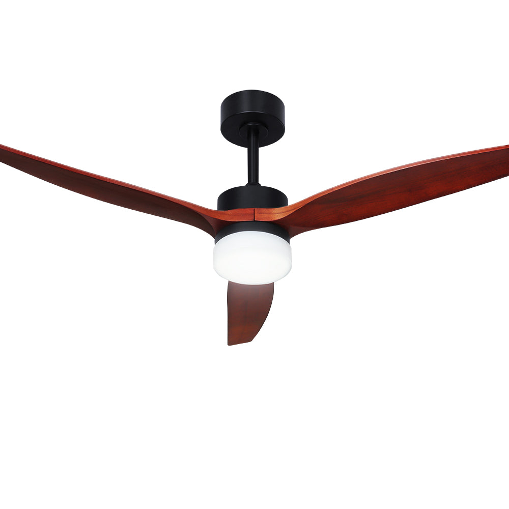 Devanti 52'' Ceiling Fan LED Light Remote Control Wooden Blades Dark Wood Fans - SILBERSHELL