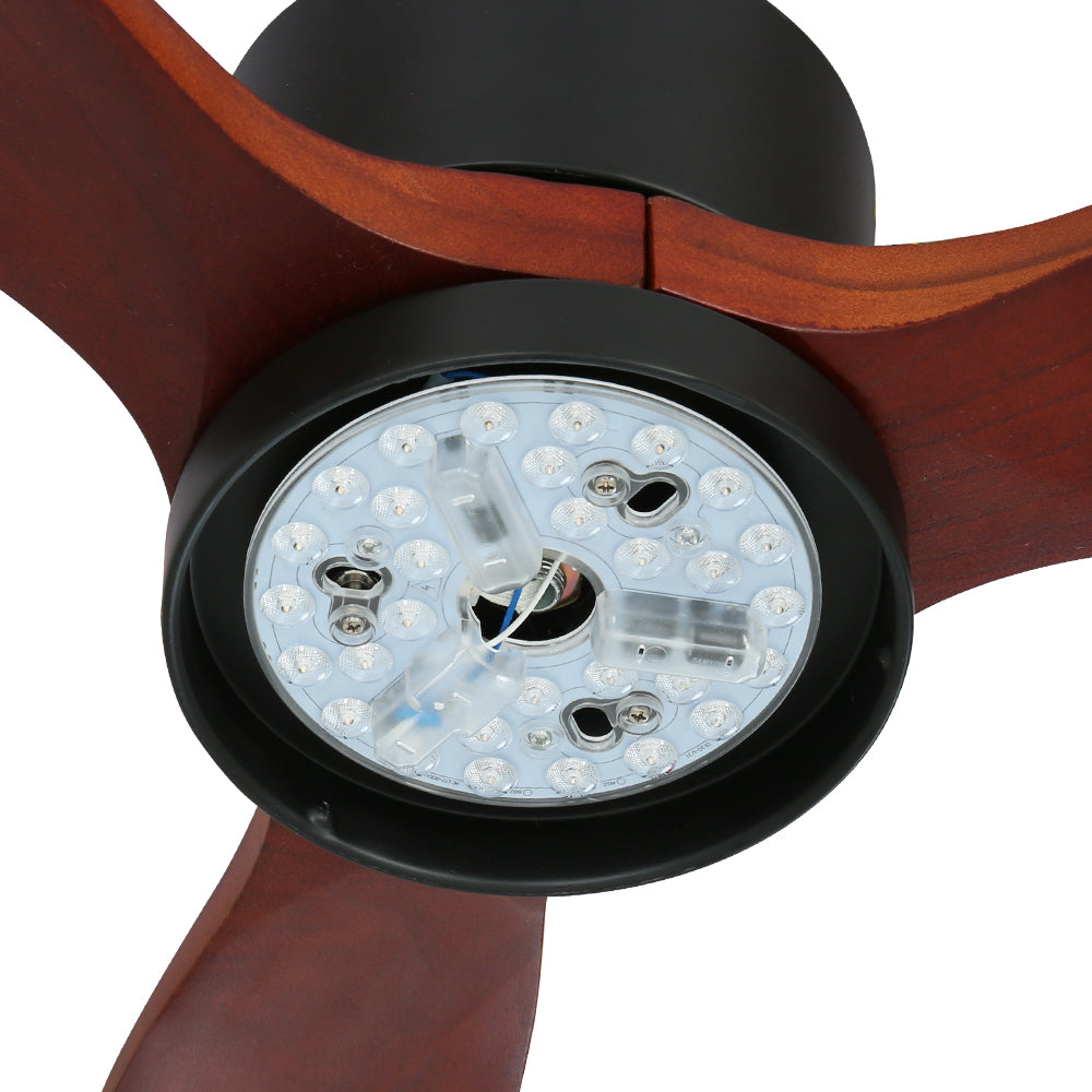 Devanti 52'' Ceiling Fan LED Light Remote Control Wooden Blades Dark Wood Fans - SILBERSHELL