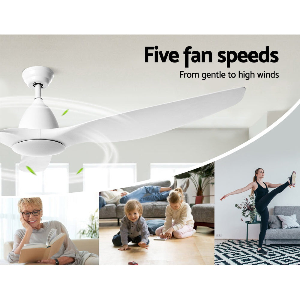 Devanti 64'' DC Motor Ceiling Fan With Light LED Remote Control Fans 3 Blades - SILBERSHELL