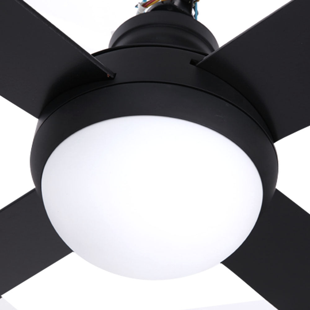 Devanti 52'' Ceiling Fan w/Light w/Remote Timer - Black - SILBERSHELL