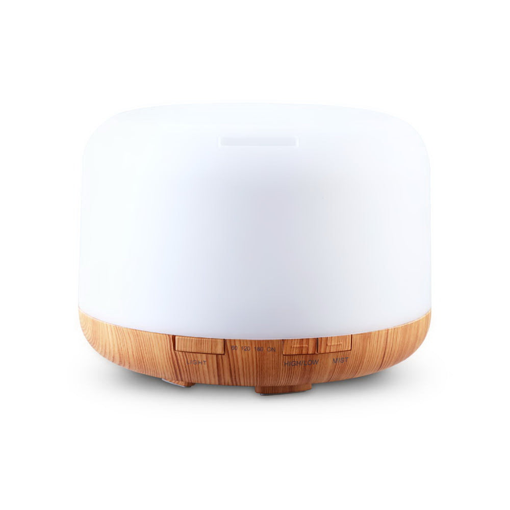 DEVANTI Aroma Diffuser Aromatherapy LED Night Light Air Humidifier Purifier Light Wood Grain 500ml - SILBERSHELL