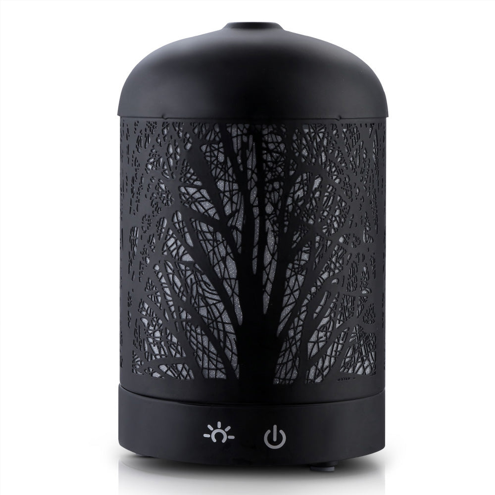 DEVANTI Aroma Diffuser Aromatherapy LED Night Light Iron Air Humidifier Black Forrest Pattern 160ml - SILBERSHELL