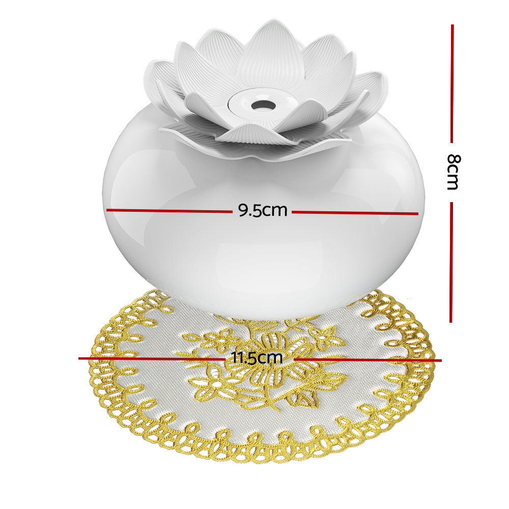Devanti Aromatherapy Diffuser Aroma Ceramic Essential Oils Air Humidifier Lotus - SILBERSHELL