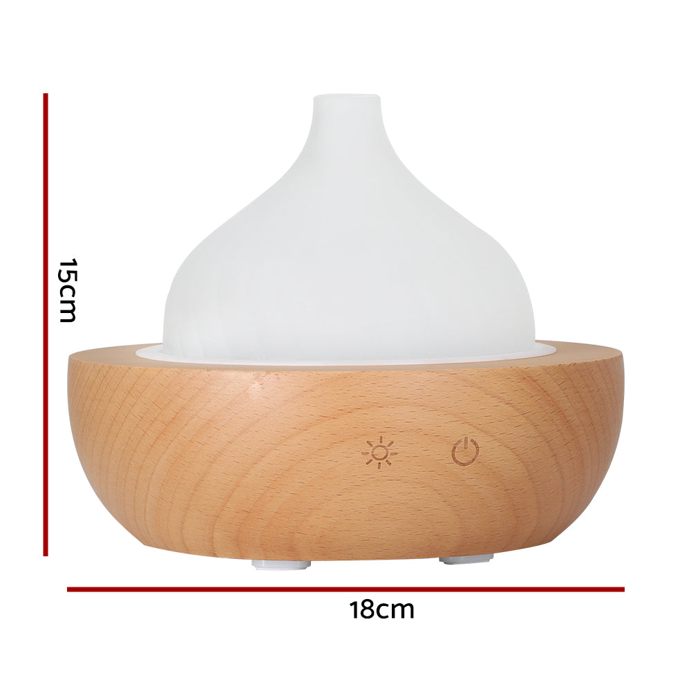 Devanti Aroma Aromatherapy Diffuser LED Oil Ultrasonic Air Humidifier Glass Wood - SILBERSHELL