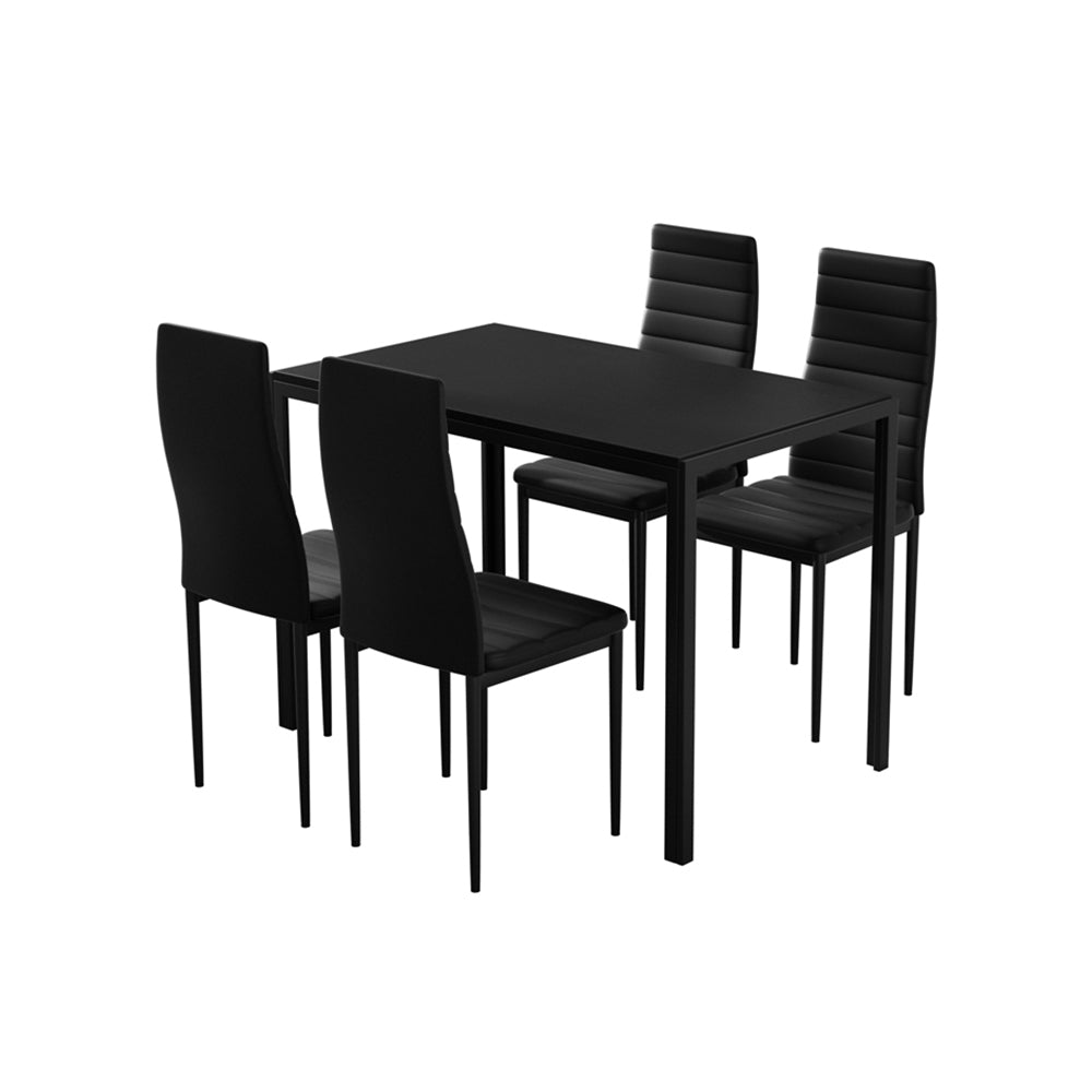 Artiss Dining Chairs and Table Dining Set 4 Chair Set Of 5 Black - SILBERSHELL