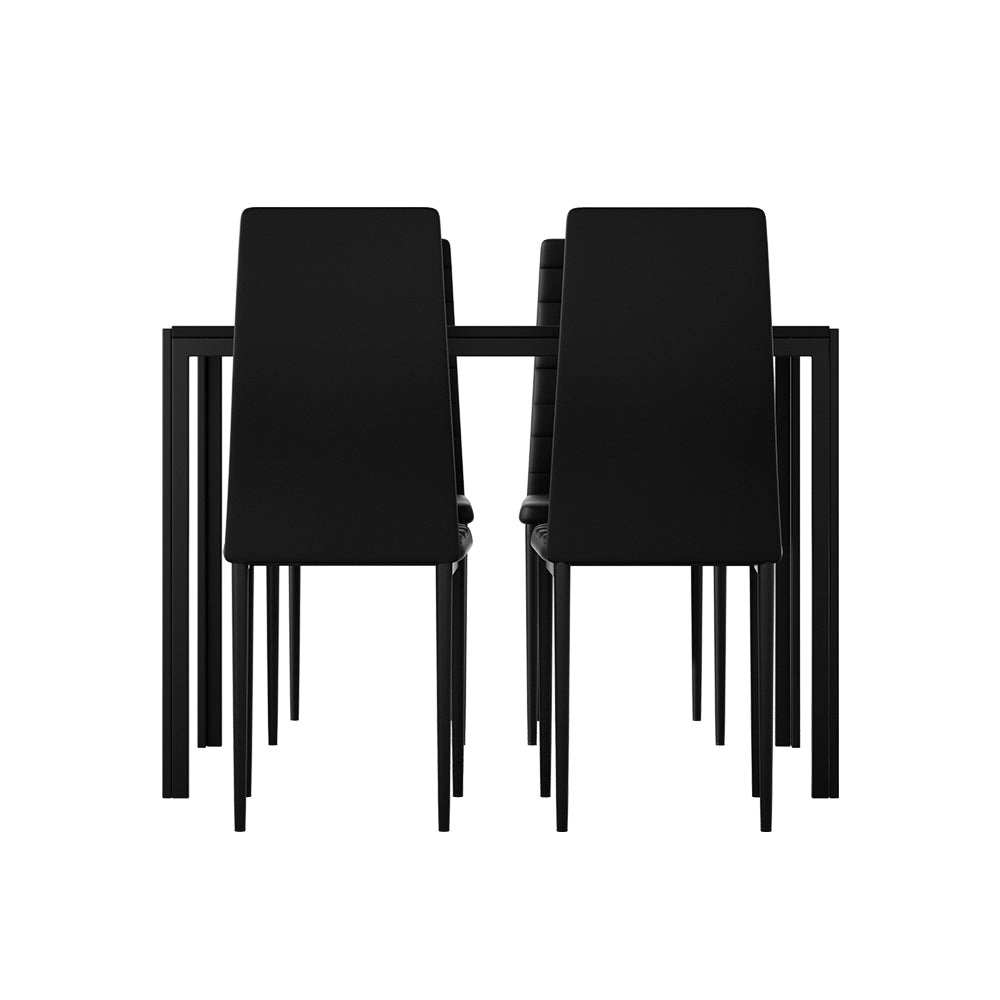 Artiss Dining Chairs and Table Dining Set 4 Chair Set Of 5 Black - SILBERSHELL