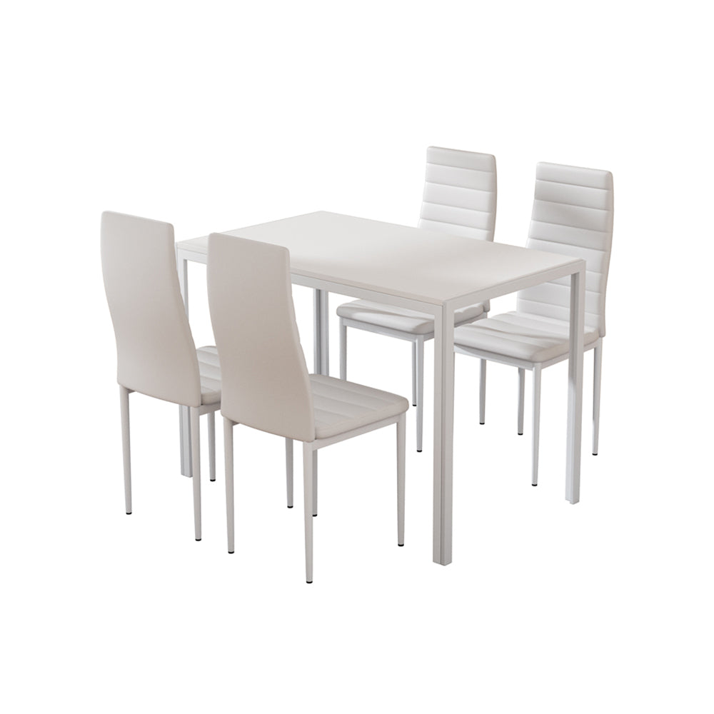 Artiss Dining Chairs and Table Dining Set 4 Chair Set Of 5 White - SILBERSHELL