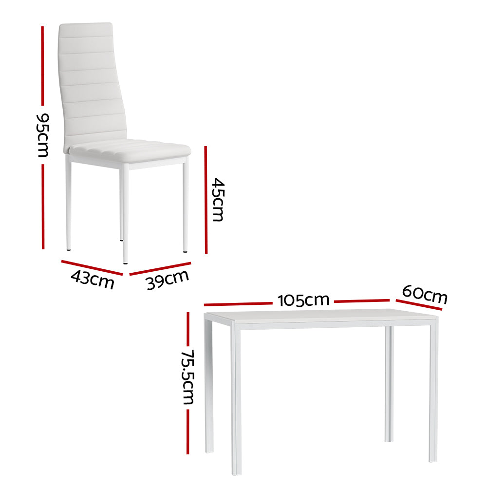 Artiss Dining Chairs and Table Dining Set 4 Chair Set Of 5 White - SILBERSHELL