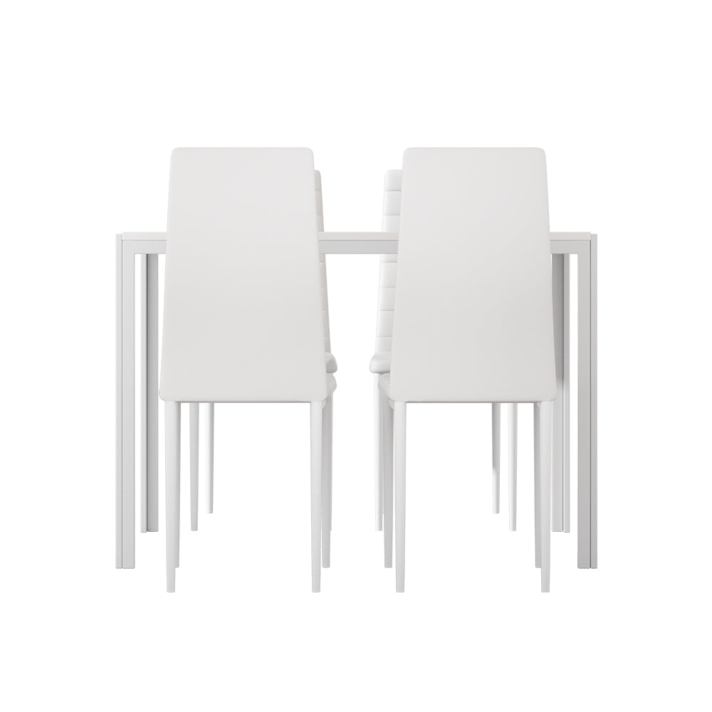 Artiss Dining Chairs and Table Dining Set 4 Chair Set Of 5 White - SILBERSHELL