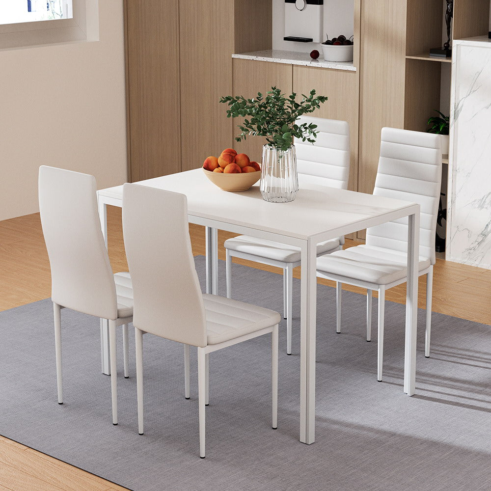 Artiss Dining Chairs and Table Dining Set 4 Chair Set Of 5 White - SILBERSHELL